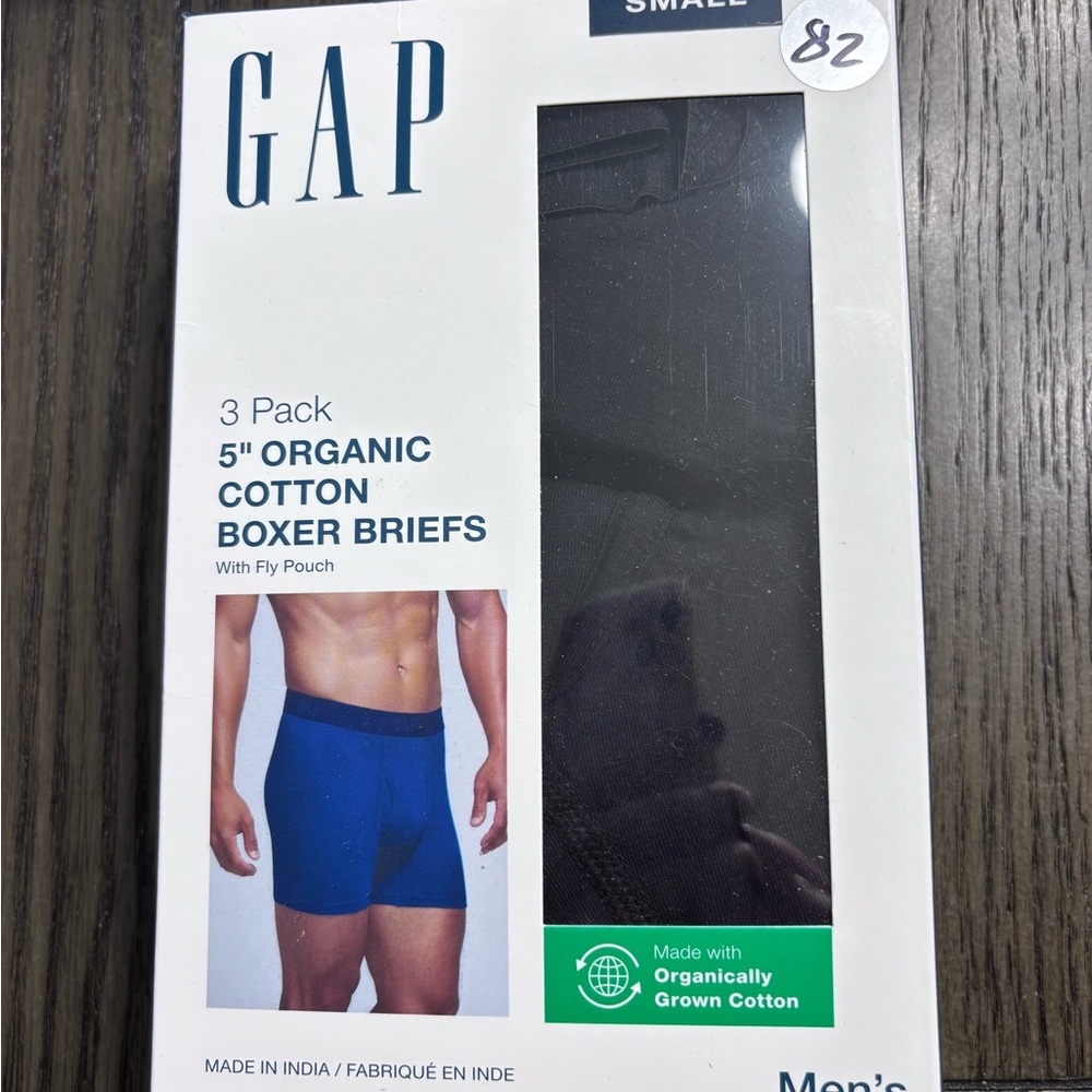 GAP Men's Blue and Black Organic Cotton Boxer Briefs - 3 Pack